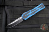 Heretic Colossus OTF Auto- Single Edge- Blue Handle- Two-Tone Black Plain Edge H039-10A-BLU