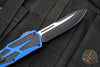 Heretic Colossus OTF Auto- Single Edge- Blue Handle- Two-Tone Black Plain Edge H039-10A-BLU