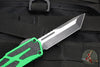 Heretic Colossus OTF Auto- Tanto Edge- Green Handle- Two-Tone Battle Black Plain Edge H040-14A-GRN