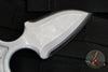 Heretic Sleight Double Edge Fixed Blade - Blizzardworn White Aluminum With Battleworn Black Plain Edge H050-8A-BLIZZARD