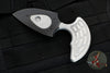 Heretic Sleight Double Edge Fixed Blade - Blizzardworn White Aluminum With Battleworn Black Plain Edge H050-8A-BLIZZARD