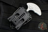 Heretic Sleight Double Edge Fixed Blade - Blizzardworn White Aluminum With Battleworn Black Plain Edge H050-8A-BLIZZARD