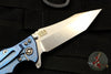 Hinderer Eklipse 3.5" Tanto Translucent Green G-10 Stonewash Blue Handle Stonewash Finished Blade Tri-Way Pivot System