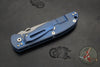 Hinderer Firetac Folding Knife- Spanto Edge- Battle Blue Handle And Working Finish Blade- Black G-10