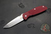 Hinderer Firetac Folding Knife- Spanto Edge- Stonewash Ti and Blade- Red G-10