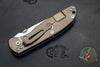 Hinderer Firetac Folding Knife- Spanto Edge- Stonewash Bronze Ti and Stonewash Blade- Blue G-10