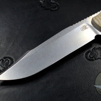 Hinderer Knives FieldTac Fixed Blade-Harpoon Spearpoint- Stonewash with Natural Micarta Handles