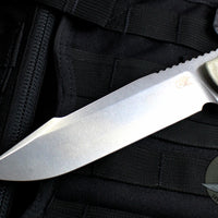 Hinderer Knives FieldTac Fixed Blade-Harpoon Spearpoint- Stonewash with OD Green Micarta Handles