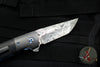 Kirby Lambert Custom Flipper- Damasteel Blade- Vintage Black Micarta Scales- Zirconium Bolster