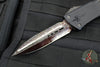 Marfione Custom Combat Troodon- Double Edge- Black Hefted Aluminum- Hot Blued Vegas Forge Sharktooth Pattern Vegas Forge Damascus Blade- DLC Ringed HW SN02!
