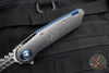 Marfione Custom Warhound Folder- Stonewash Titanium Handle- Deep Engraved Logo- Two-Tone Stonewash Blade- Blue Hardware 391-MCK TTSWBL