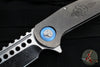 Marfione Custom Warhound Folder- Stonewash Titanium Handle- Deep Engraved Logo- Two-Tone Stonewash Blade- Blue Hardware 391-MCK TTSWBL