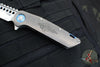 Marfione Custom Warhound Folder- Stonewash Titanium Handle- Deep Engraved Logo- Two-Tone Stonewash Blade- Blue Hardware 391-MCK TTSWBL
