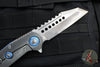 Marfione Custom Warhound Folder- Stonewash Titanium Handle- Deep Engraved Logo- Two-Tone Stonewash Blade- Blue Hardware 391-MCK TTSWBL