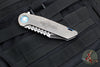 Marfione Custom Warhound Folder- Stonewash Titanium Handle- Deep Engraved Logo- Two-Tone Stonewash Blade- Blue Hardware 391-MCK TTSWBL