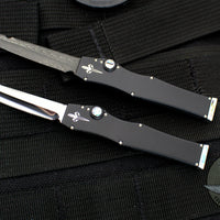 Marfione Custom Mini Halo III Set of Two Knives -Tanto Mirror Polish and Vegas Forge Damascus Abalone Inlaid SN 20