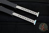 Marfione Custom Mini Halo III Set of Two Knives -Tanto Mirror Polish and Vegas Forge Damascus Abalone Inlaid SN 20
