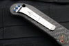 Marfione Custom LUDT- Carbon Fiber Scales and Inlaid Button- Hand Rubbed Satin Finished Blade and Blue-Ringed HW 335-MCK HRSCFBL
