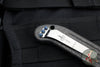 Marfione Custom LUDT- Carbon Fiber Scales and Inlaid Button- Mirror Polished Blade and Blue-Ringed HW 335-MCK HPCFBL