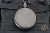 Marfione Custom Titanium Round Flask- DLC Stonewash Finished- Trit Inlaid Spike Cap