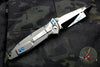 Marfione Custom Socom Elite Titanium with Muonionalusta Meteorite Inlay Mirror Polished Tanto Edge Star Grind Flamed Backspacer