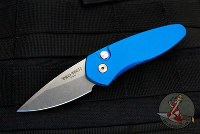 Protech Sprint- California Legal Auto-Blue Handle With Stonewash Blade 2905-BLUE