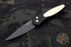 Protech Newport Tuxedo- Black with Ivory Micarta Inlay Black Blade 3452