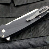 Protech Malibu Flipper Black Textured Handle with a Reverse Tanto Stonewash Blade 5205