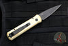 Protech Godson Out The Side Auto (OTS)- Stonewashed Bronze Aluminum Handle- Black DLC Blade- Black MOP Inlaid Button 7112