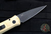 Protech Godson Out The Side Auto (OTS)- Stonewashed Bronze Aluminum Handle- Black DLC Blade- Black MOP Inlaid Button 7112