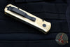 Protech Godson Out The Side Auto (OTS)- Stonewashed Bronze Aluminum Handle- Black DLC Blade- Black MOP Inlaid Button 7112
