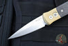 Protech- Godson Out The Side Auto (OTS)- Stonewashed Bronze Aluminum Handle- Camo Fat Carbon Fiber Inlay- Satin Blade- MOP Inlaid Button 7114