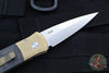 Protech- Godson Out The Side Auto (OTS)- Stonewashed Bronze Aluminum Handle- Camo Fat Carbon Fiber Inlay- Satin Blade- MOP Inlaid Button 7114