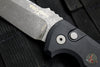 Protech Les George Rockeye Single Edge Out The Side (OTS) Black with Shaw Sterling Silver Skull with Acid Wash Blade LG361-AW