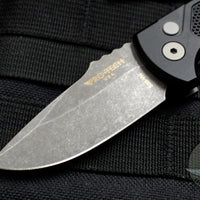 Protech Les George SBR Short Bladed Rockeye Out The Side (OTS) Black Textured Handle with Acid Washed Blade LG415 SBR