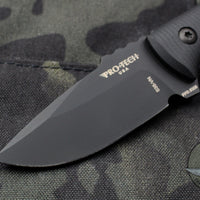 Protech Les George SBR Short Bladed Rockeye Black G-10 Handle Black DLC Fixed Blade Leather Sheath LG513 SBR
