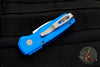 Protech Runt Blue Handle Stonewash Wharncliffe Blade Out The Side (OTS) Auto Knife R5101-BLUE