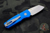 Protech Runt Blue Handle Stonewash Reverse Tanto Blade Out The Side (OTS) Auto Knife R5201-BLUE