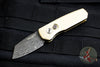 Protech Runt Special Aluminum Bronze Textured Body Vegas Forge Spiro Damascus Reverse Tanto Blade Out The Side (OTS) Auto Knife R5211-DAM