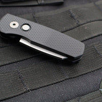 Protech Runt 5 OTS Auto Knife- Reverse Tanto- Textured Black Handle- Stonewash Magnacut Steel Blade  R5405