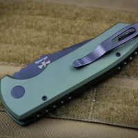 Protech Les George SBR Short Bladed Rockeye Out The Side (OTS) Green Knurled with Black Blade LG407-GREEN