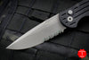 Protech TR-3-PS Black Tactical Response 3 Out The Side (OTS) Auto Knife Black Grooved w/ Blasted Part Serrated  TR-3-PS