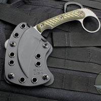 RMJ Korbin Karambit Fixed Blade EDC Knife Dirty Olive G-10 Handle- New Removable Handle Version!