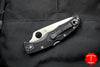 Spyderco Endura Black Handle Satin Flat Ground Lockback Knife C10FPBK