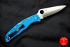 Spyderco Endura Blue Handle Satin Flat Ground Lockback Knife C10FPBL