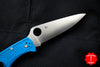 Spyderco Endura Blue Handle Satin Flat Ground Lockback Knife C10FPBL