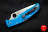 Spyderco Endura Blue Handle Satin Flat Ground Lockback Knife C10FPBL