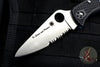 Spyderco Endura "Thin Blue Line" series Black Handle Blue Liner Part Serrated Satin Flat Ground Lockback Knife C10FPSBKBL