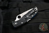 Spyderco Endura "Thin Blue Line" series Black Handle Blue Liner Part Serrated Satin Flat Ground Lockback Knife C10FPSBKBL