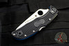 Spyderco Endura "Thin Blue Line" series Black Handle Blue Liner Part Serrated Satin Flat Ground Lockback Knife C10FPSBKBL